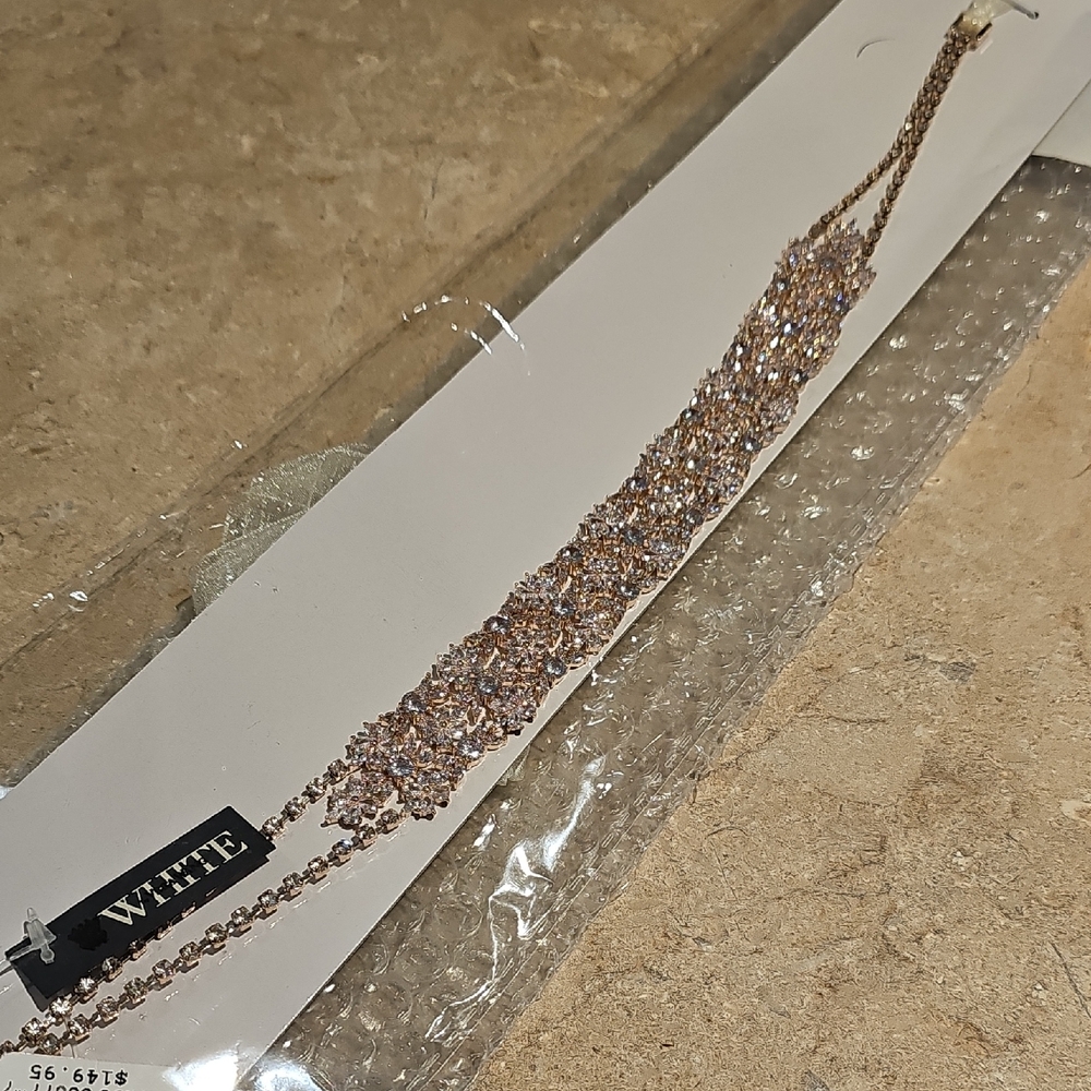VERA WANG SPARKLE ROSE GOLD TONE SASH.